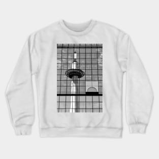 Reflection of the Kyoto Tower on the glass facade of the Kyoto station Crewneck Sweatshirt